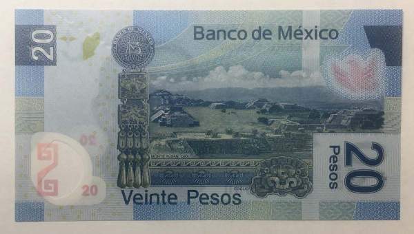 Полимерная банкнота 20 песо 2008 года Мексика Полимерная банкнота 20 песо 2008 года Мексика