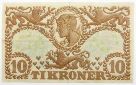 Банкнота 10 крон 1941 года Дания