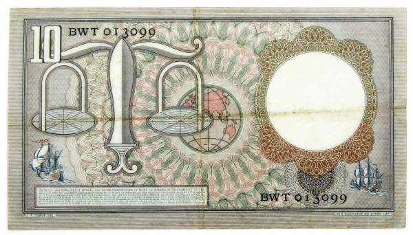 Банкнота 10 гульденов 1953 года Нидерланды