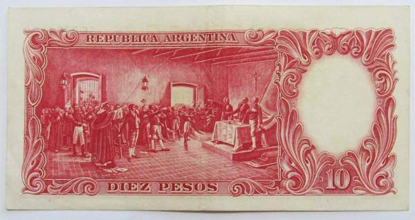 Банкнота Аргентина 10 песо 1954-1963 гг.