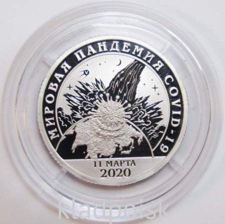 Монетовидный жетон Шпицберген 10 разменных знаков 2020, Мировая пандемия COVID-2019 СПМД PROOF