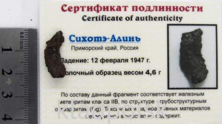 Осколок метеорита Сихотэ-Алинь арт 23