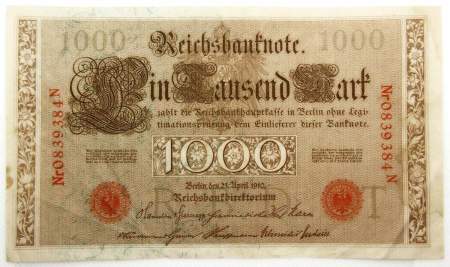 Банкнота 1000 марок 1910 года - Германия, арт 2