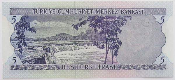 Банкнота 5 лир 1970 года - Турция, арт 2
