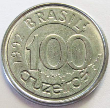 Монета 100 крузейро 1992 года Морская корова Бразилия