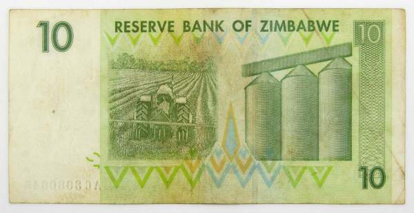 Банкнота Зимбабве 10 долларов 2007 года