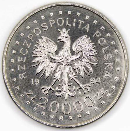 Монета 20000 злотых Польша, 200 лет восстания Тадеуша Костюшко, 1994