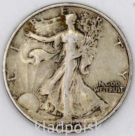 Монета 50 Центов США «Шагающая свобода» 1942 Серебро 900 пробы