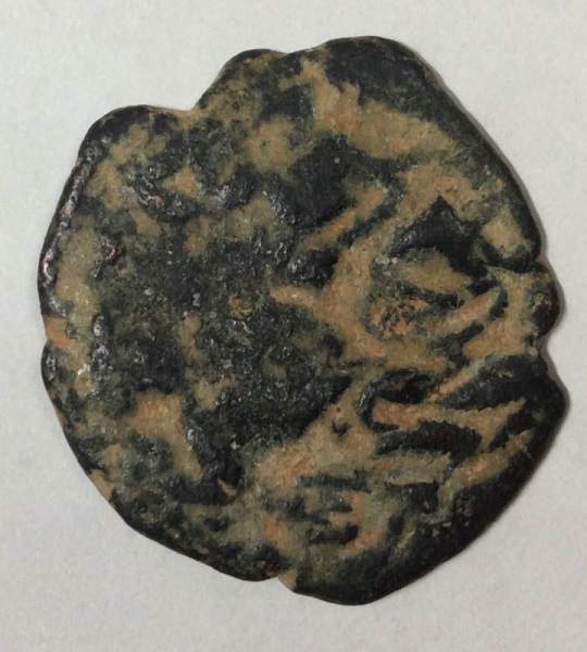 Монета Византии 1/2 фоллиса Юстиниан II Константинополь 705-711 гг.