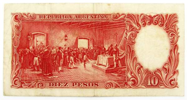 Банкнота Аргентина 10 песо 1954-1963 гг., арт 2 Банкнота Аргентина 10 песо 1954-1963 гг., арт 2