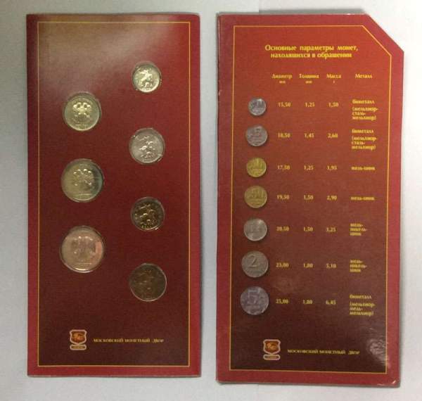 Памятный набор разменных монет России 2002 года ММД в буклете