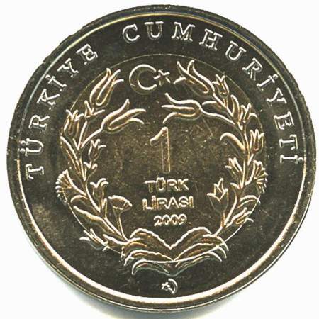 Монета 1 лира Турция – Черепаха, 2009