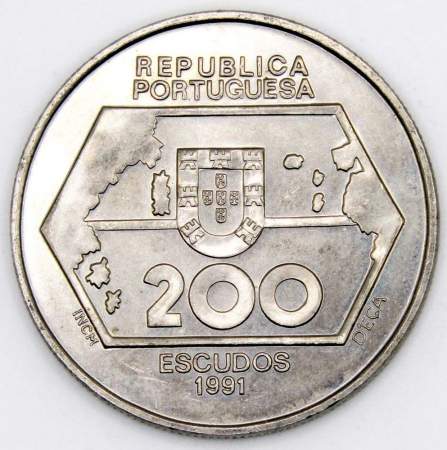 Монета 200 эскудо 1991 года, Навигация  на запад, Португалия