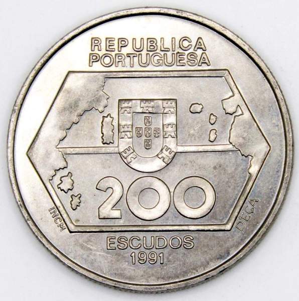 Монета 200 эскудо 1991 года, Навигация  на запад, Португалия