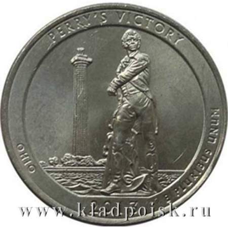 Монета 25 центов Победа Перри и Международный Мемориал Мира, монетный двор P