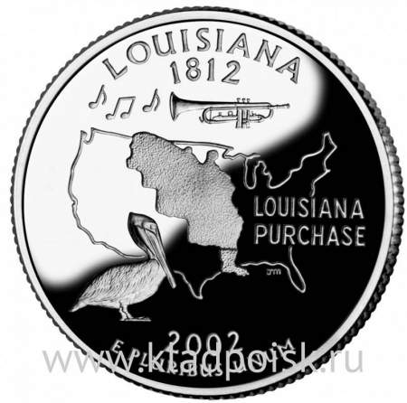 Монета 25 центов Штат Луизиана