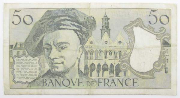 Банкнота 50 франков 1988 года Франция (Кантен де Латур)