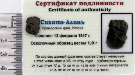 Осколок метеорита Сихотэ-Алинь арт 48