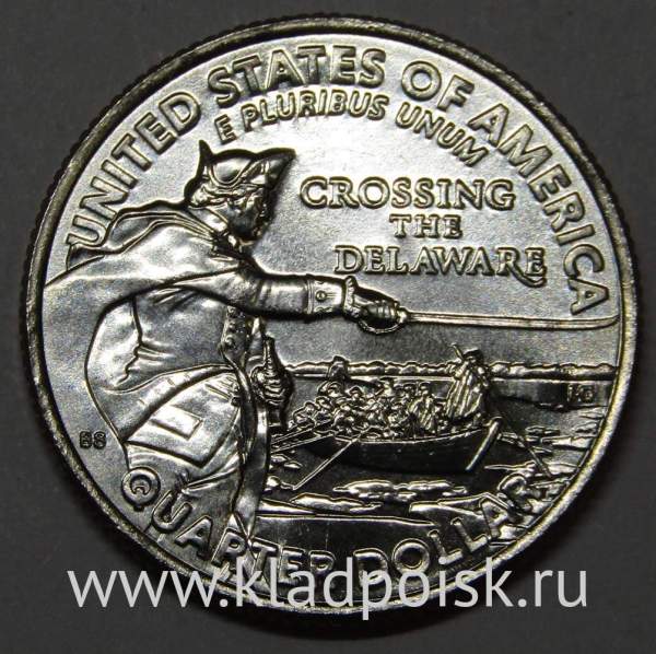 Монета 25 центов США Генерал Джордж Вашингтон переправляется через р. Делавэр (2021) P