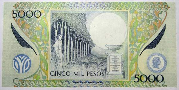 Банкнота 5000 песо 2013 года Колумбия Банкнота 5000 песо 2013 года Колумбия