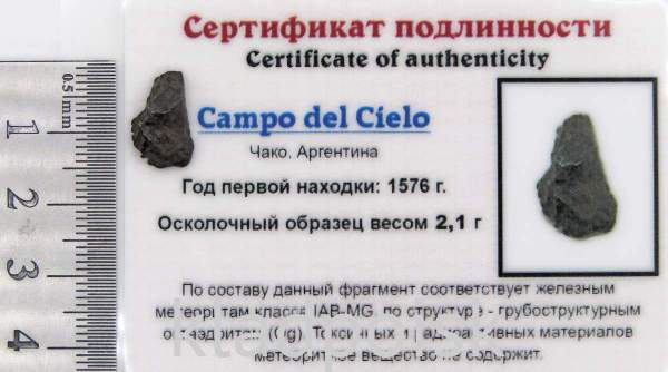 Осколок метеорита Campo del Cielo, арт 24
