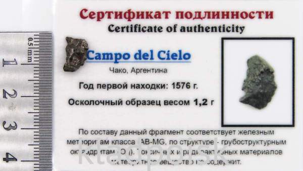 Осколок метеорита Campo del Cielo, арт 20