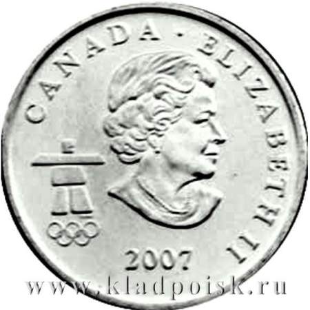 Монета  25 центов Канада, Олимпиада 2010 год Ванкувер - Горные лыжи