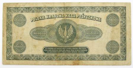 Банкнота 100000 марок польских 1923 года Польша
