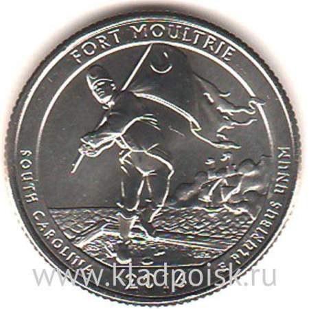 Монета 25 центов США Форт Уильяма Моултри в Южной Каролине (2016), монетный двор P