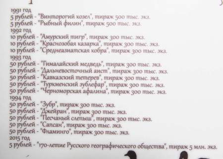 Альбом–планшет для монет серии Красная книга и 170 летие РГО 1991-2015 гг.