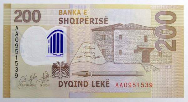Банкнота 200 лек 2017 года Албания
