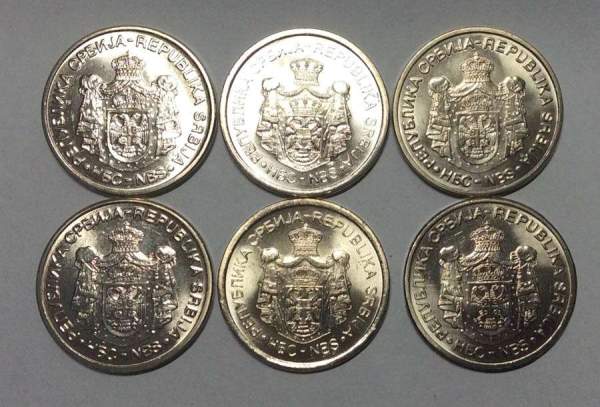 Набор монет Сербии 2006-2012 гг. Известные люди