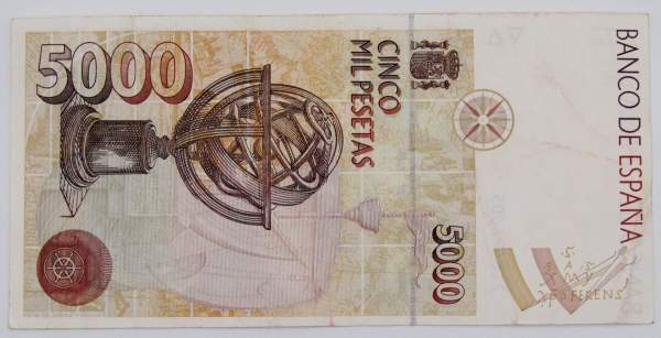Банкнота 5000 песет 1992 года Испания, арт 4