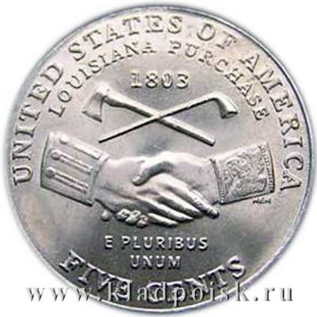Монета 5 центов Покупка Луизианы