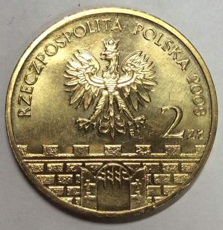 Монета 2 злотых Польша Город Конин из серии Древние города Польши, 2008