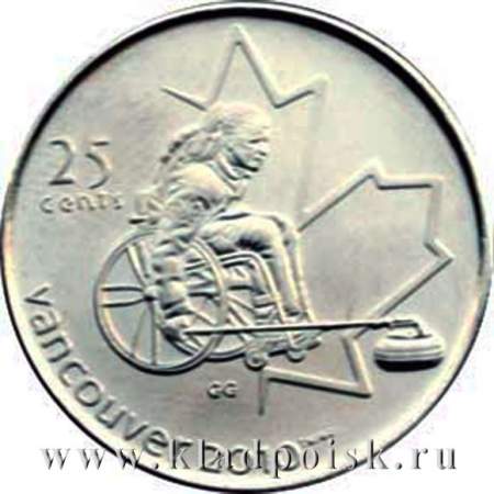 Монета  25 центов Канада, Олимпиада 2010 год Ванкувер - Кёрлинг на колясках