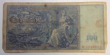 Банкнота 100 марок 1910 года - Германия, арт 2