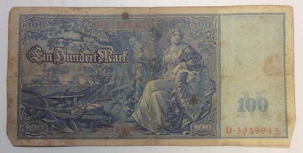 Банкнота 100 марок 1910 года - Германия, арт 2