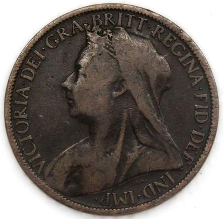 Монета 1 пенни 1899 года Великобритания