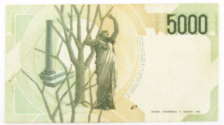Банкнота 5000 лир 1985 года Италия, арт 2