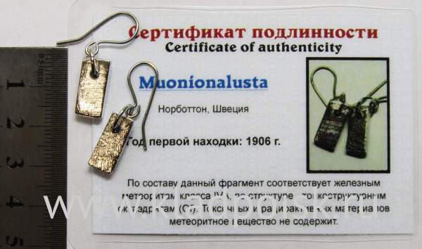 Серьги с метеоритом Муонионалуста (Muonionalusta), арт 7