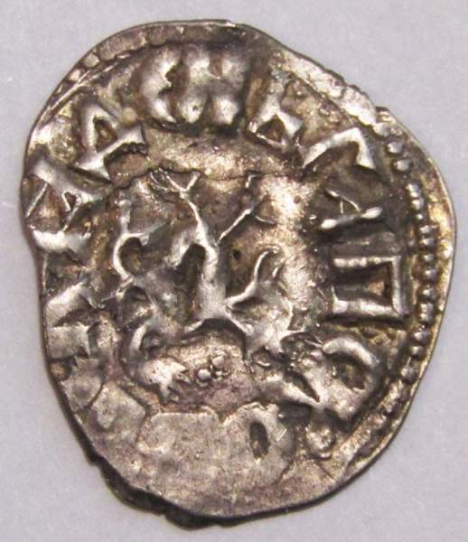 Денга Псковcкая, период самостоятельности, князь Довмонт/барс вправо, серебро Денга Псковcкая, период самостоятельности, князь Довмонт/барс вправо, серебро