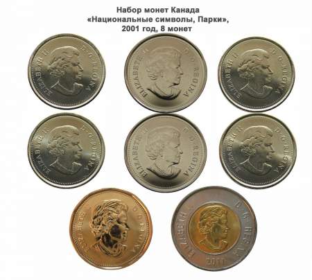 Набор монет Канада «Национальные символы, Парки», 8 монет