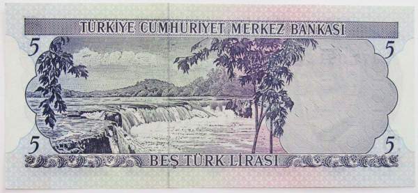 Банкнота 5 лир 1970 года - Турция