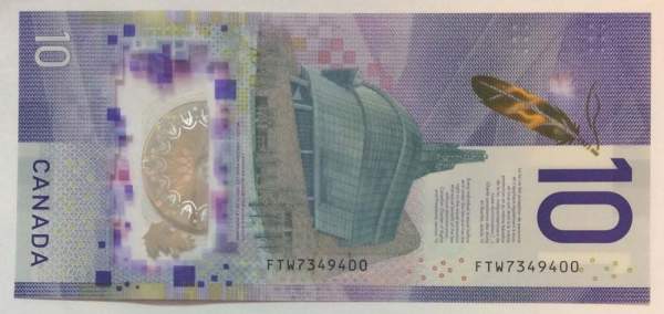 Полимерная банкнота 10 долларов 2018 Канада