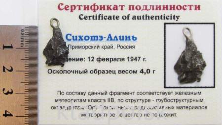 Подвеска из метеорита Сихотэ-Алинь (арт 22) Подвеска из метеорита Сихотэ-Алинь (арт 22)