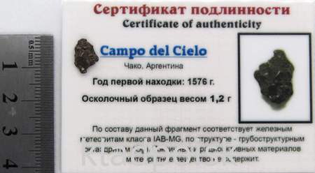 Осколок метеорита Campo del Cielo, арт 10