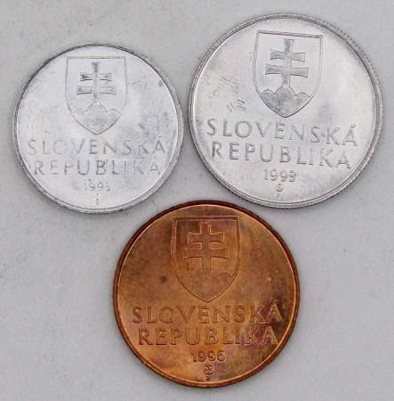 Набор регулярных монет Словакия 1993-1996 гг., 3 монеты