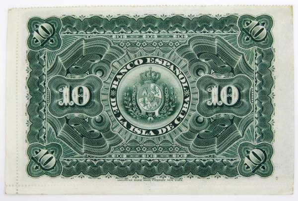 Банкнота 10 песо 1896 года Куба, арт 2