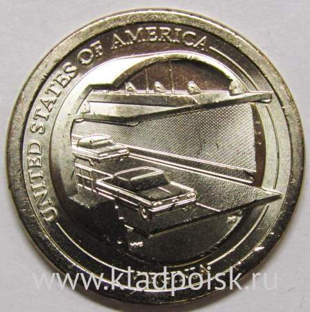 Монета 1 доллар США, Мост-тоннель через Чесапикский залив, серии Американские инновации (2021) D